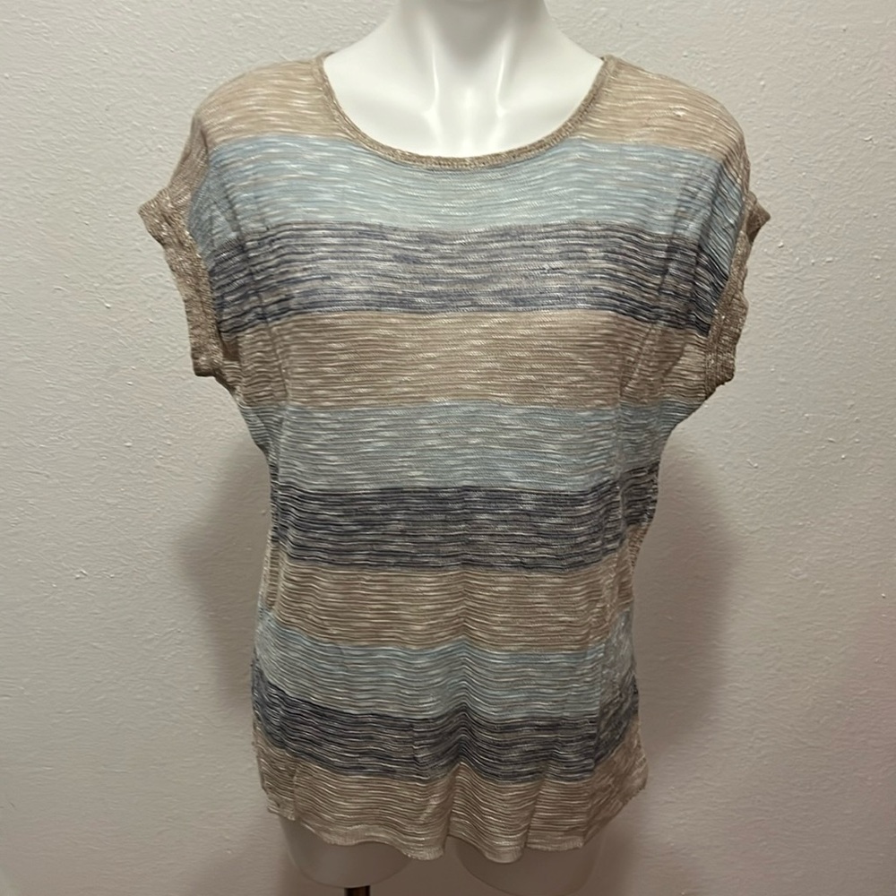 Christopher & Banks Blue Tan Top Sz PM